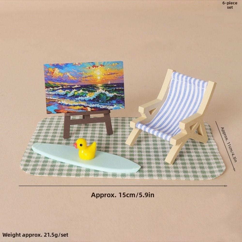 Plastic Dollhouse Miniature Beach Chair Mini Doll Furniture Chair For OB11 Doll