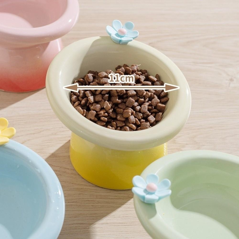 Flower Pet Food Water Bowl Ceramic Pet Food Dispenser Easy To Clean Elevated Cat Bowl  Wet Dry Food