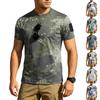 Men's Tactical Outdoor Quick Dry Short Sleeve T Shirt Loose Fit Breathable Crew Neck Camouflage Print with Hook and Loop Patch Area