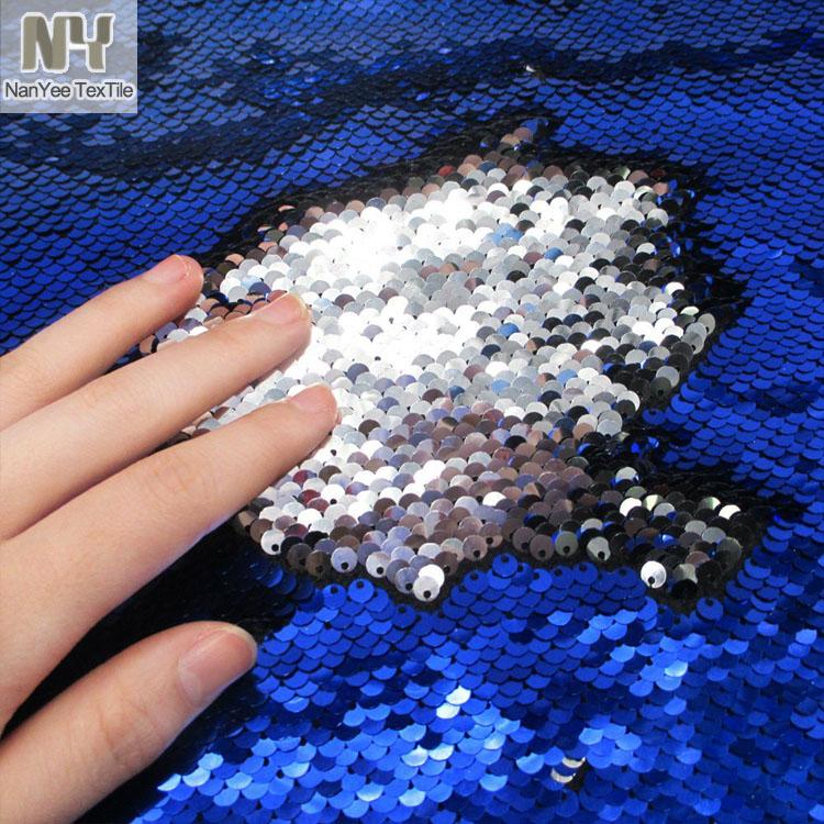 Nanyee Textile 5mm Reversible Blue Iridescent Two Side Sequin Fabric
