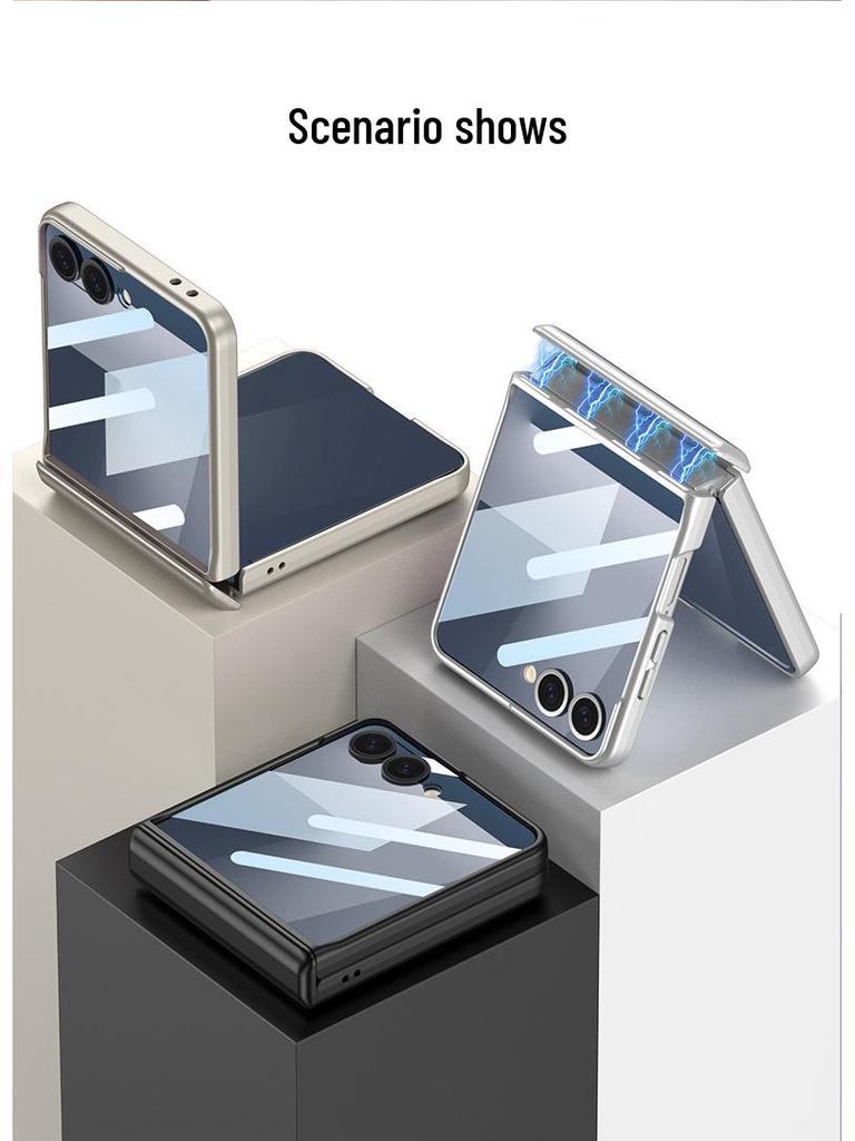 Samsung ZFlip7 Case: Ultra-Thin Foldable Screen Protector with Magnetic Adsorption - Full Coverage, Hard Shell Design.