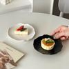 Nordic Irregular Black Rock Pattern Ceramic Plate