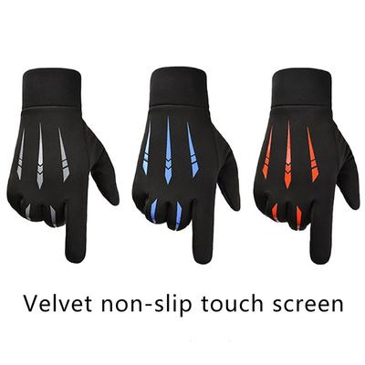 1 Par Luvas de Inverno Masculinas Touch Screen Quentes para Exterior Bicicleta Motocicleta À Prova de Vento Antiderrapantes Dedos Inteiros