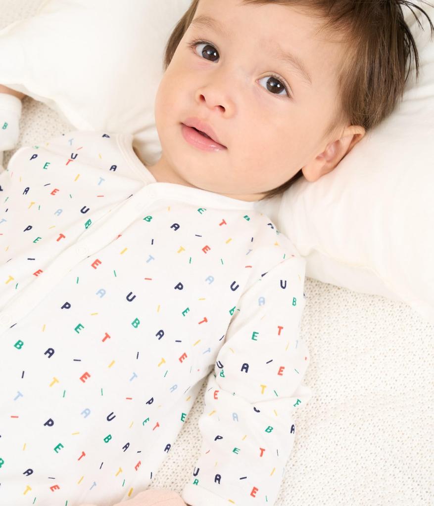 Footless Romper A0BUP 12 months 74cm [Petit Bateau] Off-white/Multicolor
