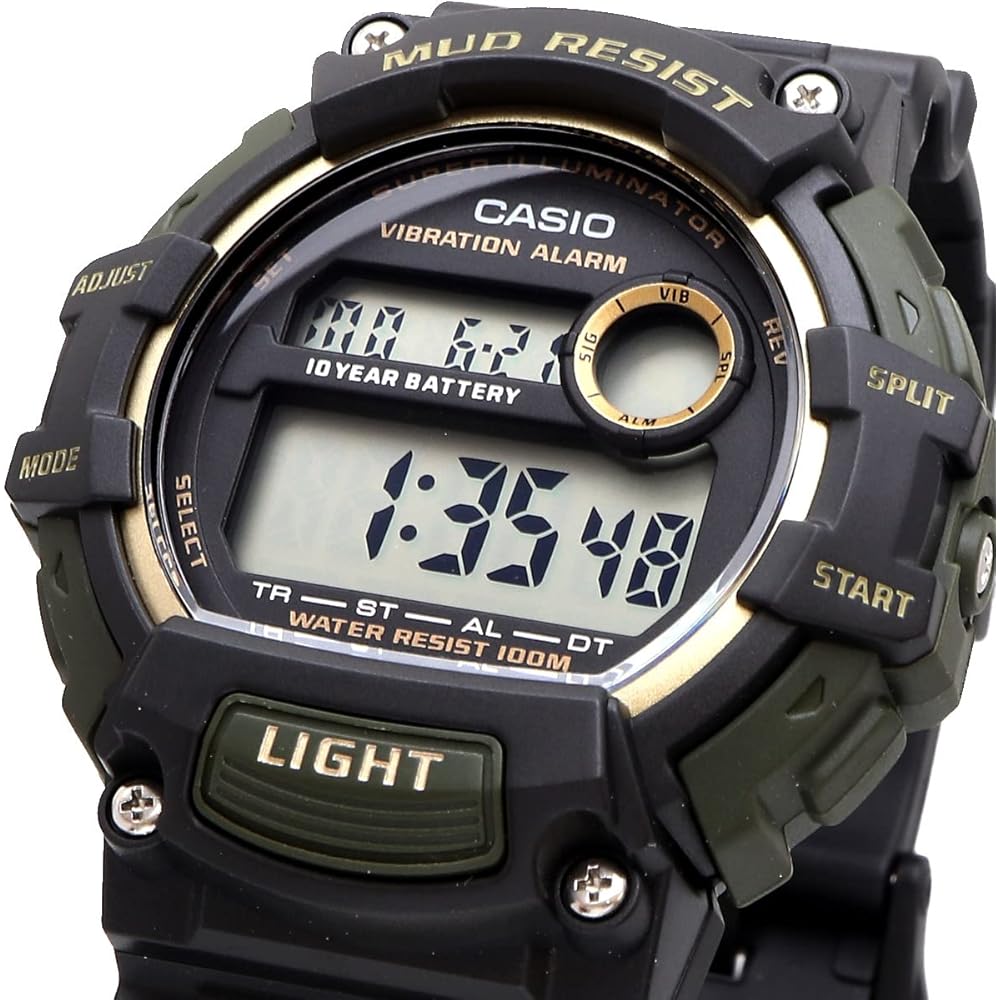 Casio Standard Digital Men's Watch TRT-110H-1A2V Black Gold Vibrating Alarm Mud Resistant