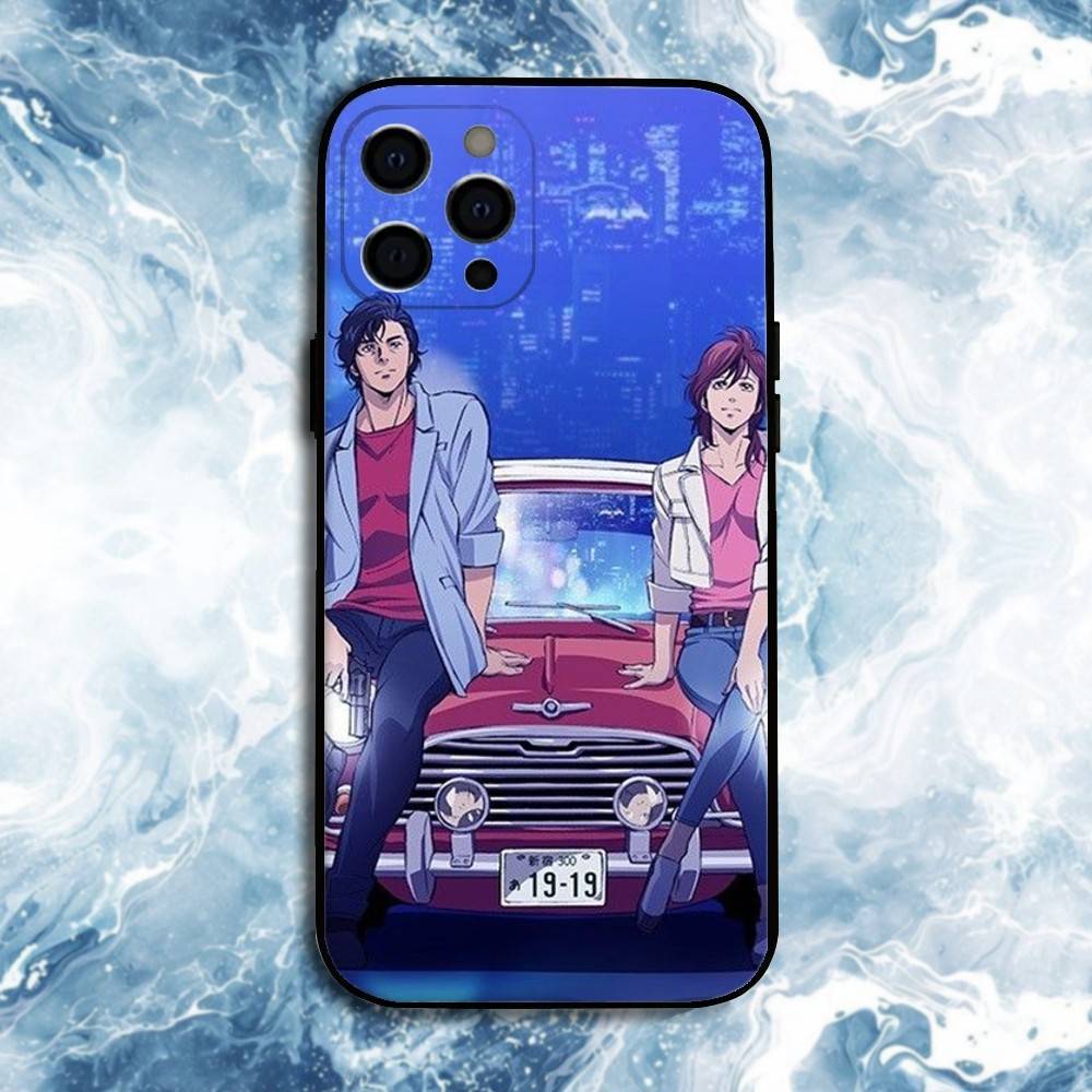 Retro City Hunter Comic Phone Case For iPhone17,16,15,14,13,12,11 Plus,Pro Max, Soft Silicone Black Cover