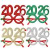 2026 Nyttårsfest Briller Lett Rød Glitter Brilleinnfatning med Snøfnugg Kristtorn Dekorasjon Festlig Paljett Hårbøyle