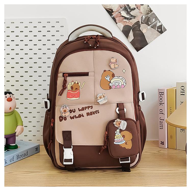 School bag 2025 new casual versatile college style large capacity junior high school student school bag waterproof printing high value backpack