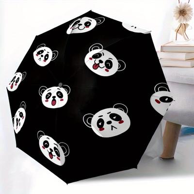 1pc Panda Faces Automatic Umbrella - 8-Rib Foldable Design, Outdoor Adventures, and Family Celebrations Yy250829075