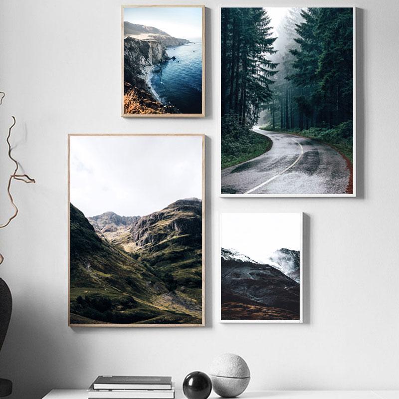 Mountain Coastal Landscape Poster Nordic Decoration Wall Art Print Canvas Painting Decorative Picture Scandinavian Home Decor