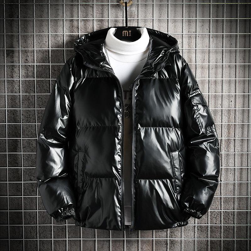 Men s 2026 Winter Trendy Thickened Cotton Jacket - Plus Velvet, Shiny, Short Outerwear, Plus Size M