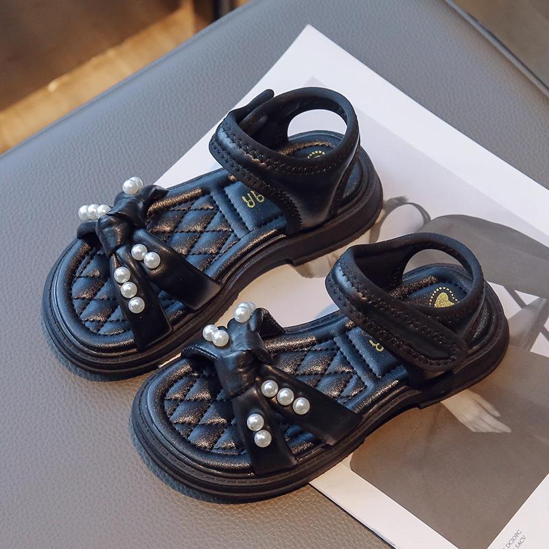 

Girls Sandals2026New Summer Pearl Children s Shoes, Stylish Princess Fashion Shoes, Non-Slip Velcro Beach Shoes 32-37Code one hand6Double чорний