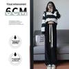 Women's Trendy High-Waist Black Drawstring Wide-Leg Trousers for Spring & Autumn