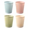 2Pcs Desktop Trash Can Rattan-Like Hollow Design Anti-Aging Mini Desktop Trash Can Compact Size