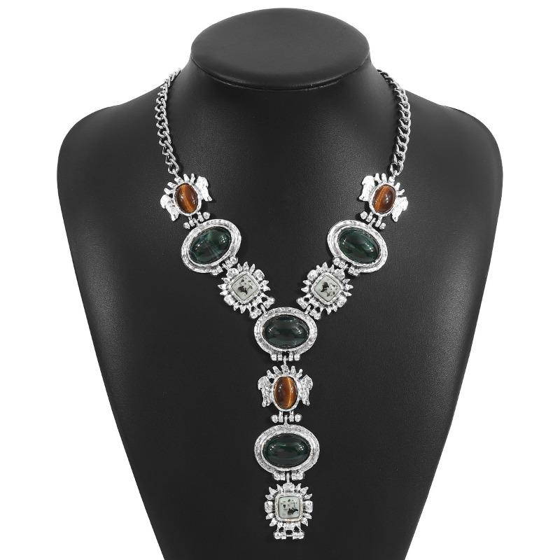 1PC Geometric Pearl Gemstone Earrings ZA Acrylic Alloy Resin Pendant Necklace Titanium Jewelry
