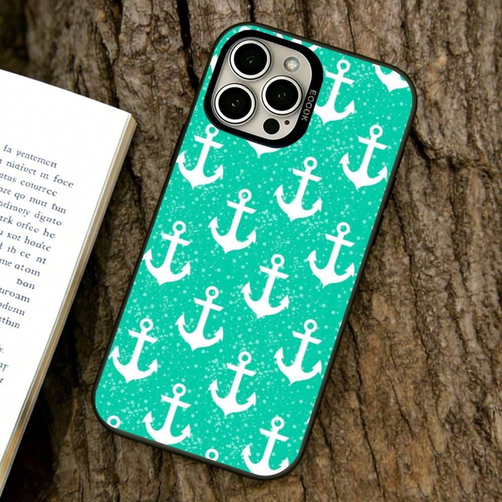 

Marine Anchor Phone Case For iPhone 17,16,15,14,13,12,11 Plus,Pro Max,XS,Colored Silver Plated Inside Cover iPhone13Pro