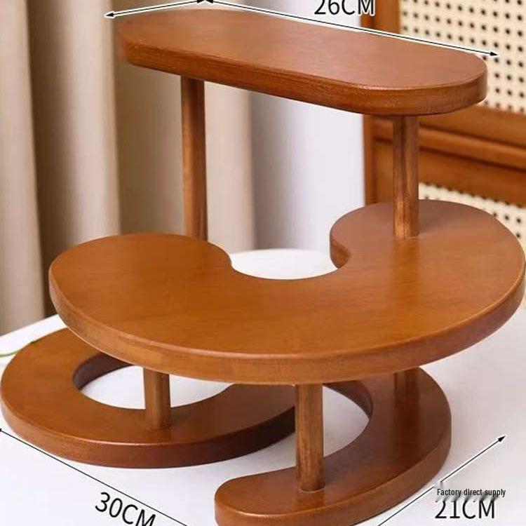 Solid Wood Tiered Display Stand for Jewelry, Ornaments, Snacks & Succulents