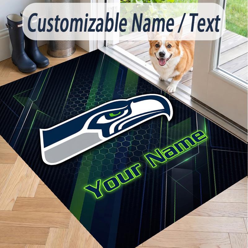 Custom Text Printed Rug Seattle Seahawks Non Slip Floor Carpet For Home Room Decor