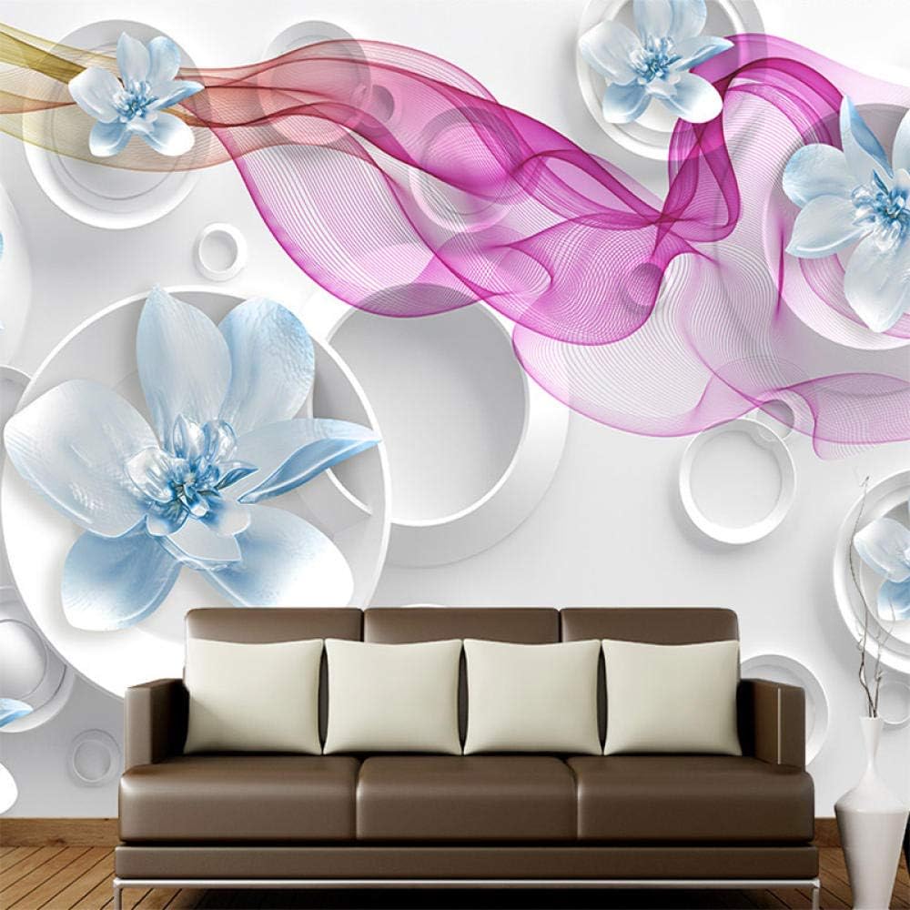 

Modern Wall Mural European Stereoscopic Round Dream Flower Jewels Wallpaper Living Room Background Wallpaper 200 cm(W) x 140 cm(H)