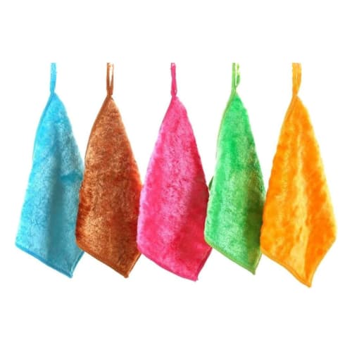 FUMAJIS [Set of 5 In 5 Colors] Miraculous Cloths That Remove Oil and Soy Sauce Stains with Just Water. Thick, Absorbent, Quick-Drying Cloths for Wipin