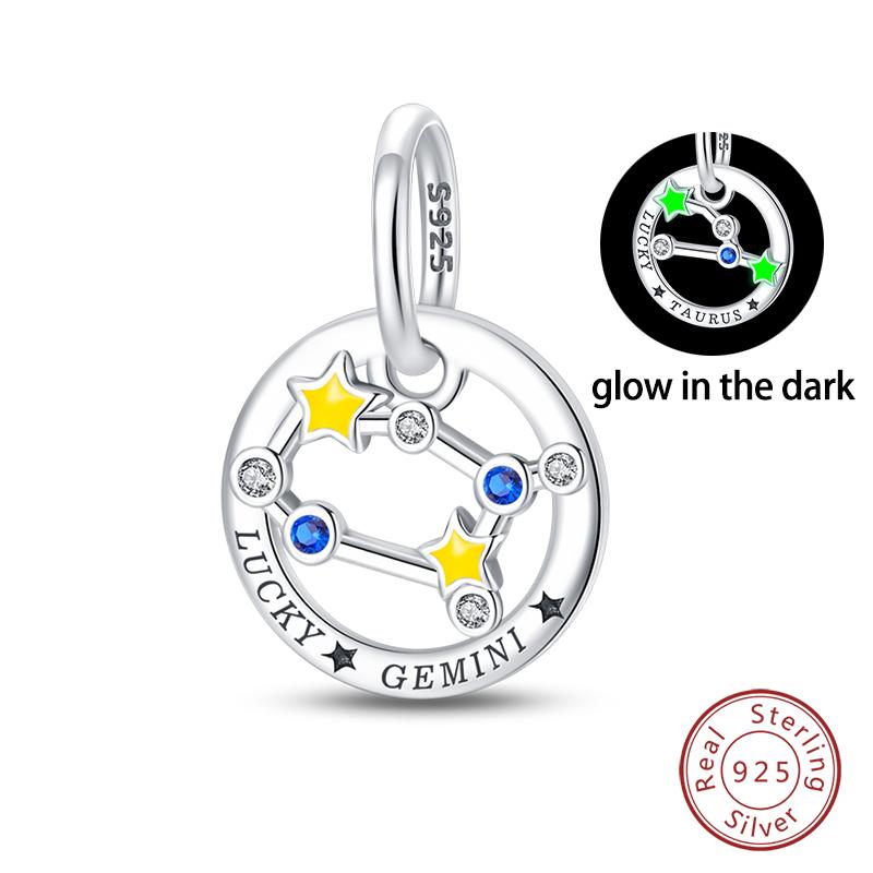 100 copper Creative Luminous 12 Constellation Leo Taurus Pendants Compatible With Authentic Bracelets Do It Yourself Jewellery