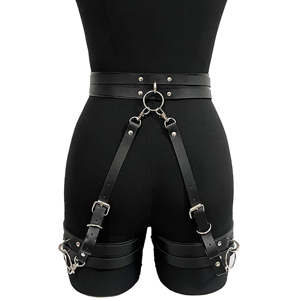 Women Sexy Leather Thigh Garter Belt Gothic Waist Connect Leg Straps BDSM Leg Harness Bondage Hip Belt Fetish Erotic Clothing