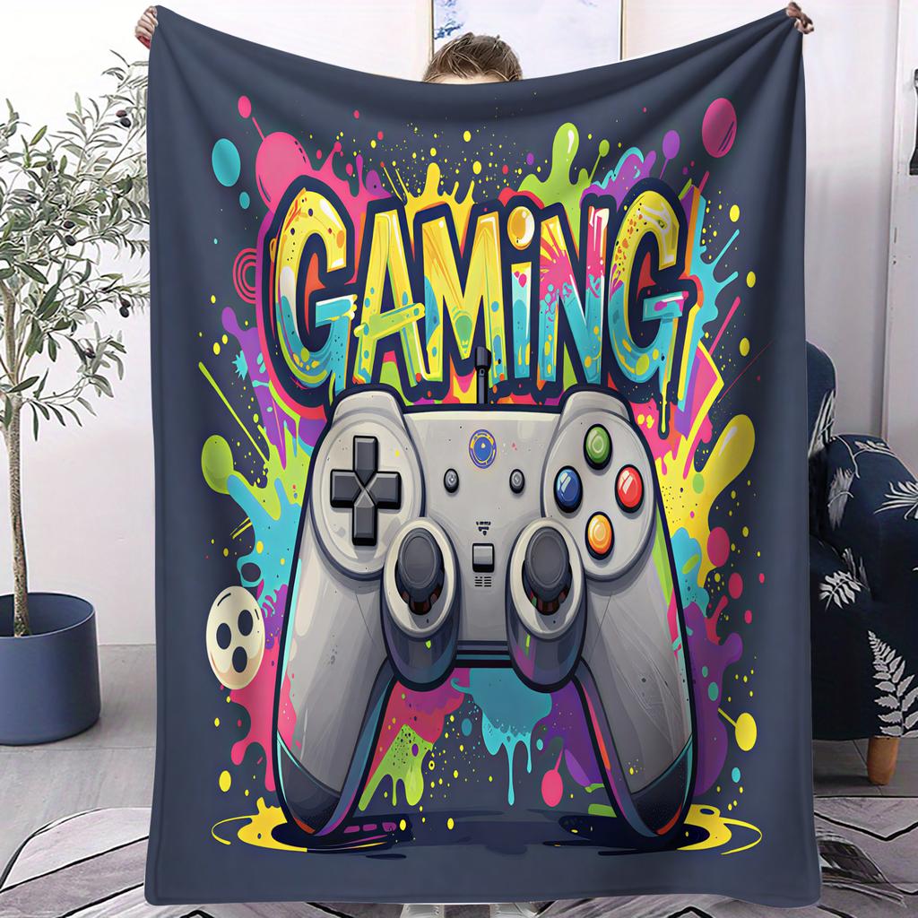 Game Controller Graffiti Art Blanket Soft Suitable for Bedroom Sofa Car Office Napping Air Conditioning  Small Cover Blanket