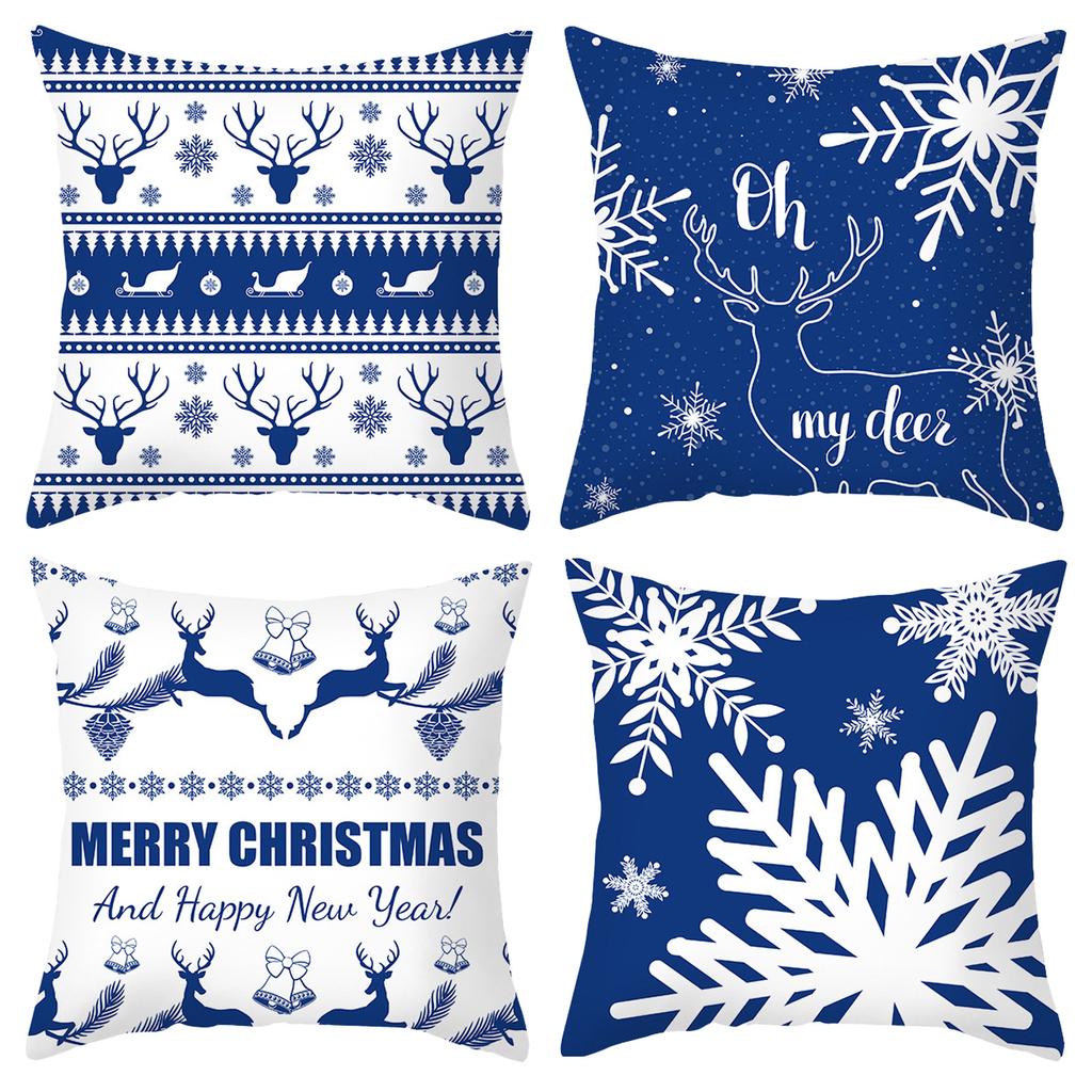 Christmas Pillowcase New Cushion Lumbar Pillow Cartoon Holiday Linen Super Soft Short Plush Pillowcase