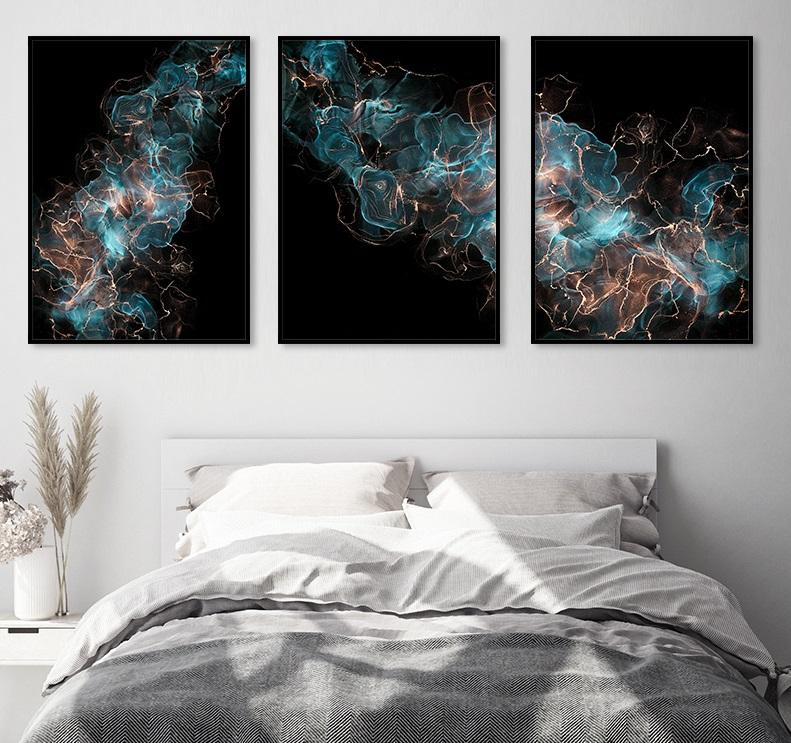 Modern Abstract Painting Gold and Black Canvas Picture for Living Room Frameless Prints for Room Design Wall Art Posters No Frame