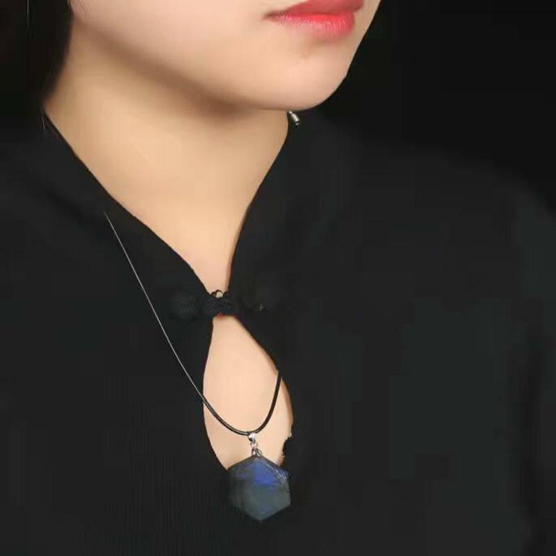 Natural Moonstone Labradorite Six-pointed Star Necklace Pendant Moonstone Hexagonal Star Jewelry
