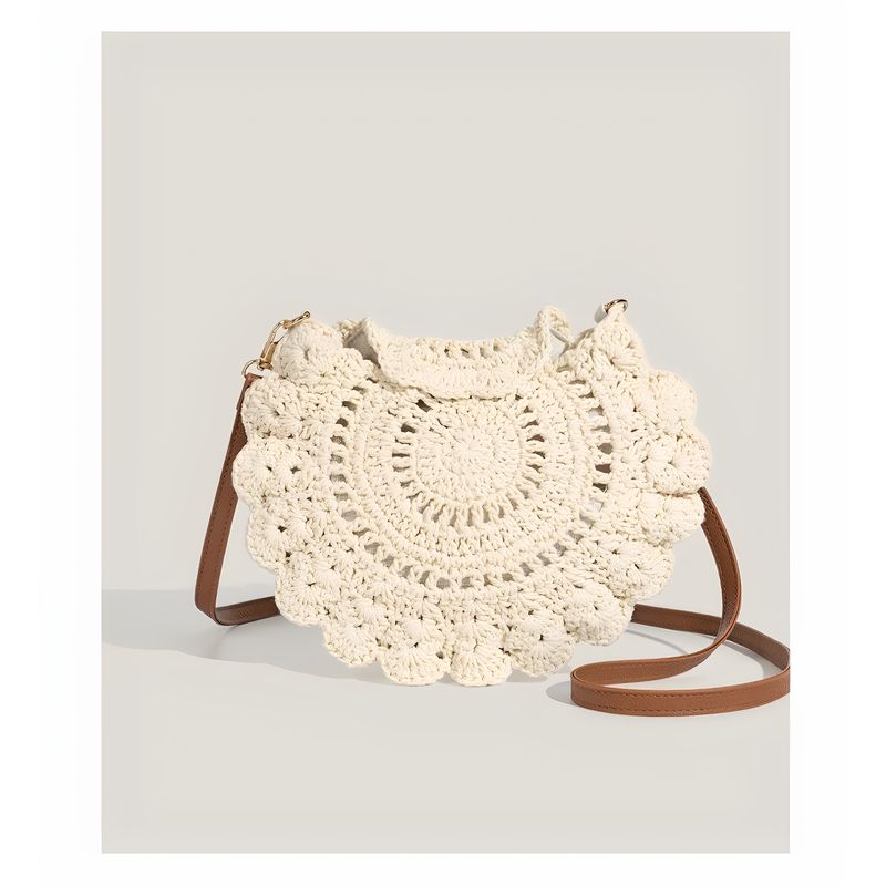 

2025 New Arrival Special-Interest Design Seaside Vacation Travel Beach Weaving Bag Female New Arrival Casual Easiest for Match Messenger Bag Light beige [Scarf]]