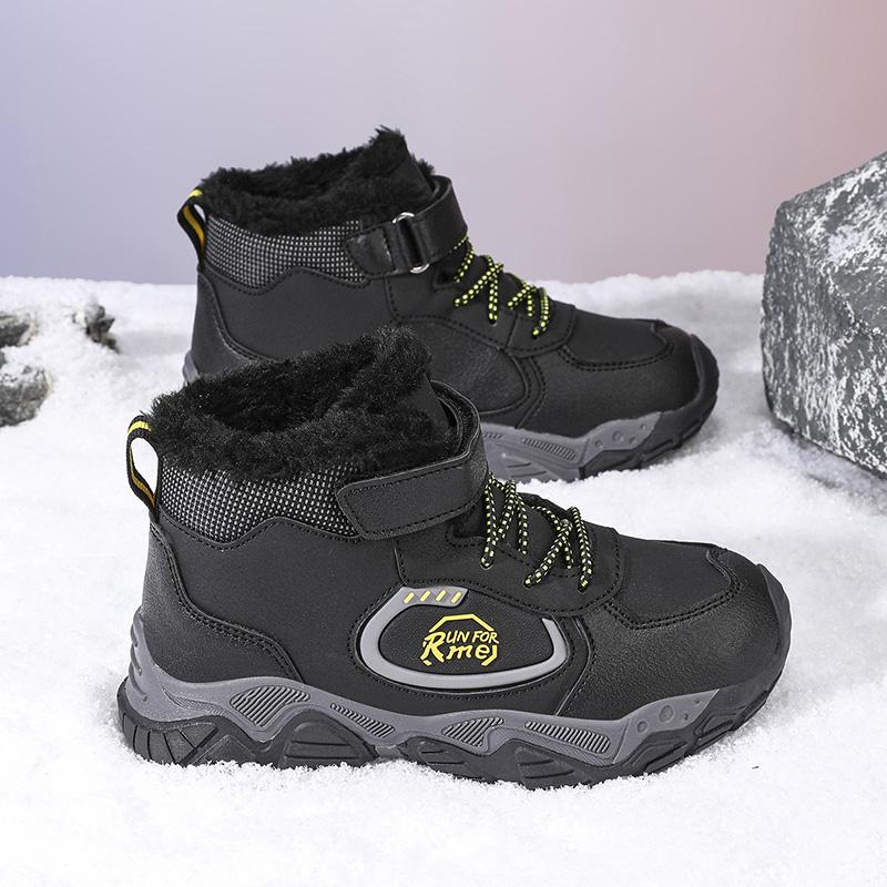 28-39 Children's Winter Plus Plus Size Fashion and Plush Warm Casual High Top Cotton Boots Snow Boots Outdoor Hiking Shoes