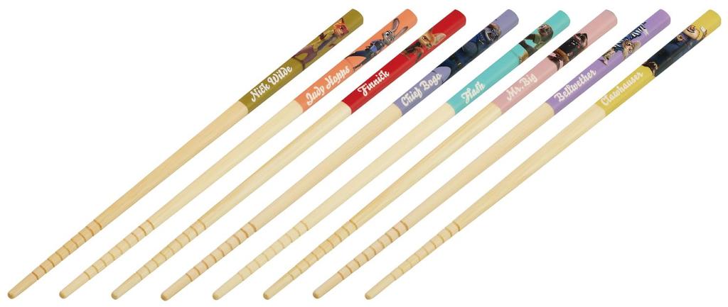 Skater Chopsticks Set of 21cm Bamboo Chopsticks with Disney Zootopia 8, Non-Slip Coating, Design, ANT4BOX-A