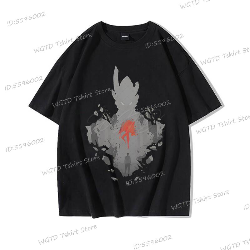 Hip Hop Streetwear Anime Solo Leveling Statue of God Print T-Shirt Männer Frauen Harajuku Grafik Lockeres Oberteil Vintage Baumwoll-T-Shirt