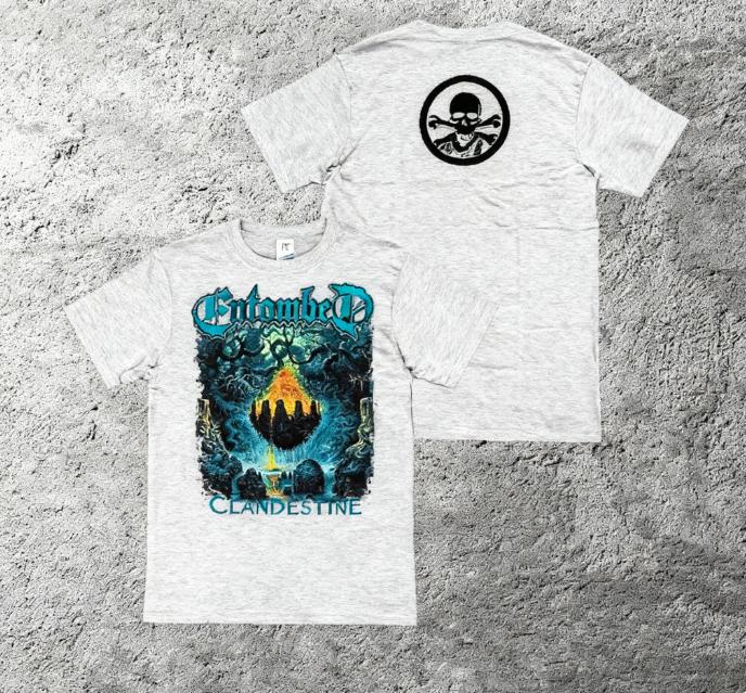 

2025 ENTOMBED BAND T-SHIRT Men CLANDESTINE SWEDISH DEATH METAL Fashion Street Hip-hop Rock Short-sleeved Women Round-neck Top 4XL