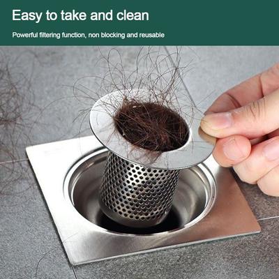 Stainless Steel Bathroom Hair Trap Shower Leak Net Strainer Floor Drain Filter Mesh with Handle Kitchen Sink Anti-clog Filter