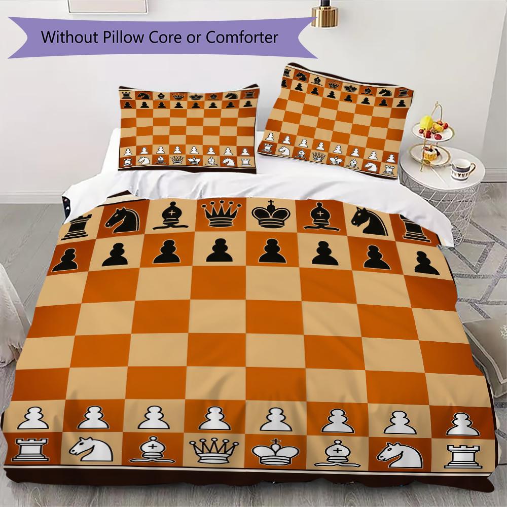 Chess Pattern Bedding Uilt Set Uilt Cover Pillowcase Home Decoration Birthday Gift (1 * Duvet Cover + 2 * Pillowcase Without Core)