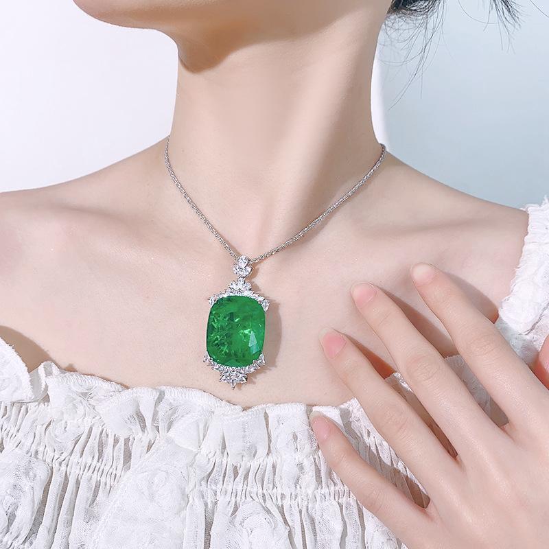 Huamei Jewelry Pendant Necklace Rectangular Design High-End Sense Female Goods