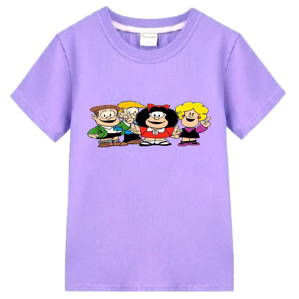 Mafalda Print Kids T-shirt Cotton Cartoon Girls Tops Boys Short Sleeve Graphic Manga Tees Summer Children's Clothing Camisetas