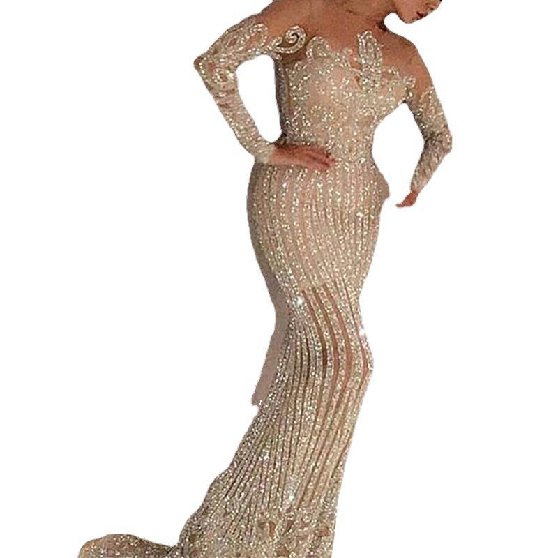 2025 Mid-Waist Gold Sequin Slimming Dress - Spring/Summer Collection