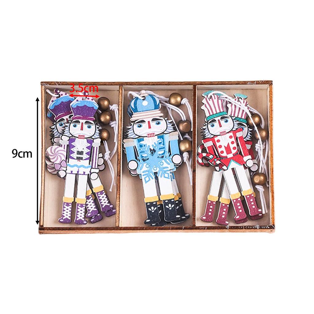 9Pcs/Set Wooden Nutcracker Soldier Nutcracker Pendants Crafts Collectible Nutcracker Christmas Ornaments for Holiday Xmas Decor