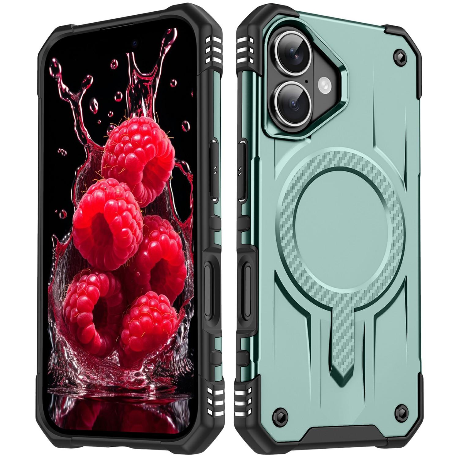 

Для чохла iPhone 16 Plus, сумісного з MagSafe, Повітряні подушки на чотирьох кутах, Чохол для телефону з ПК+ТПУ Midnight Green