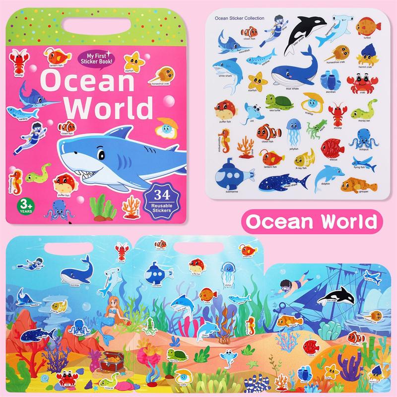 

Reusable Sticker Book For Toddlers, Waterproof Sticker Books, Quiet Diy Activity For Kids, Fun & Educational Learning Toy