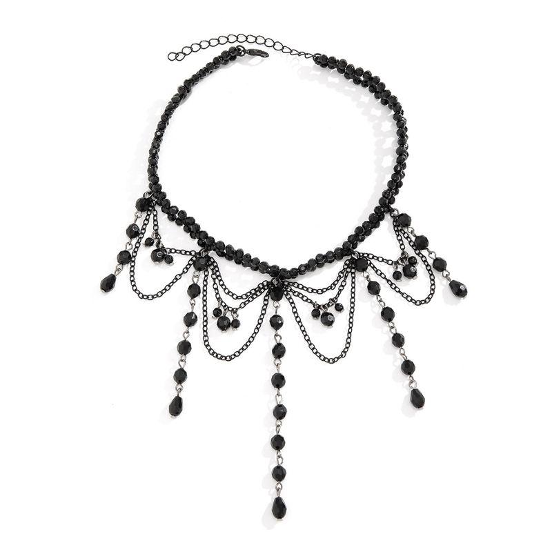 Tassel Chain Woven Crystal Women s Fashion Elegant Retro Online Influencer Refined Matching Dress Ornament Hipster Black
