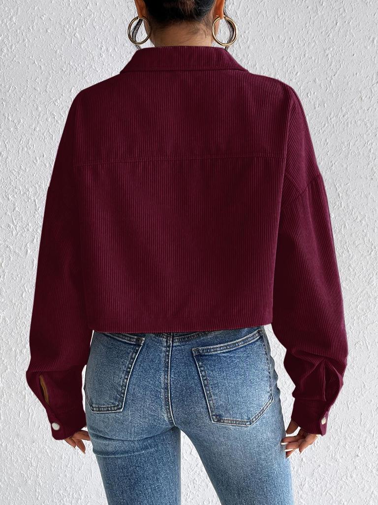 2024 Europe Autumn/Winter Women's Casual Short Lapel Corduroy Jacket