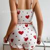 2026 European and American Knitted Pit Strip Love Printing Loungewear Set Sweet Suspender Shorts Pure Desire Pajamas Women
