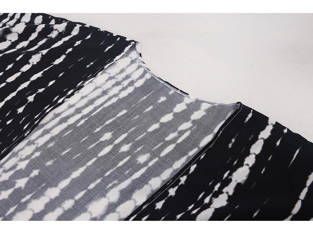 Black & White Tie-Dye Cardigan Beach Dress & Swimsuit Cover-Up