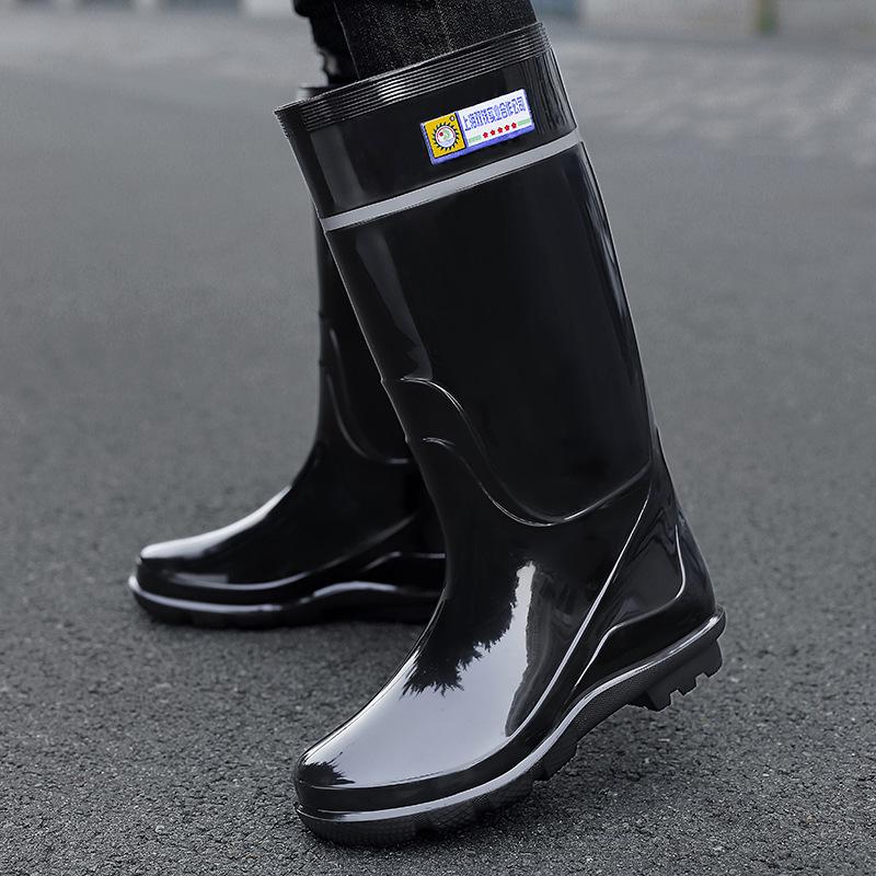 Reflexní holínky s dlouhým svrškem pánské balení dešťové boty zesílené pracovní ochranné vodní boty sametové gumové boty vysoké holínky