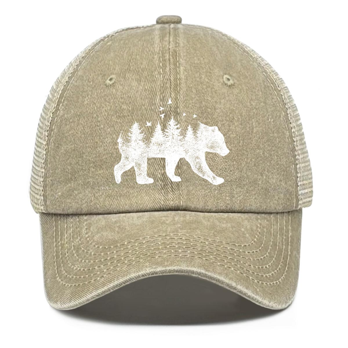 

Белая бейсболка с принтом лесного медведя Snapback, плоская кепка, неэластичная, солнцезащитная, винтажная, простая, регулируемая, сетчатая кепка as the picture хаки