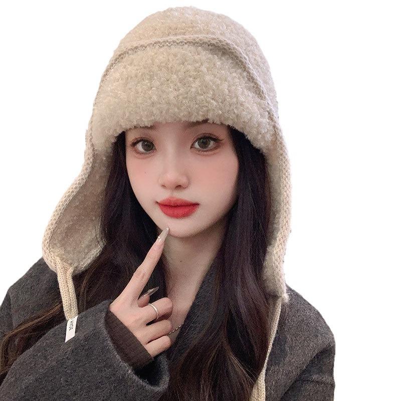Keep Warm and Cold Children Autumn and Winter Thickened Fleece Ear Protector Knitted Wool Balaclava Hat